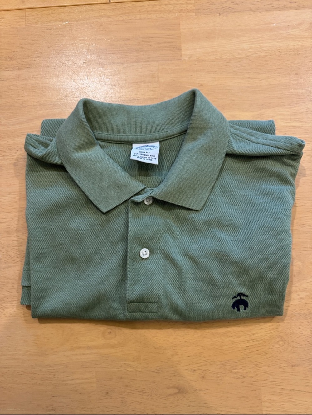 Brooks Brothers Sage Green Polo with Navy Emblem